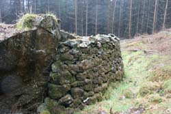 Detail showing the large boulder incorporated into the wall