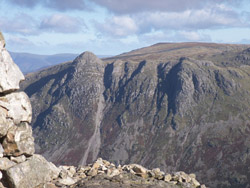 The scree chute descending into Mickleden Bottom