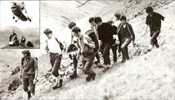 Langdale	and Ambleside Mountain Rescue Team practice, Tongue Ghyll 1969-70 